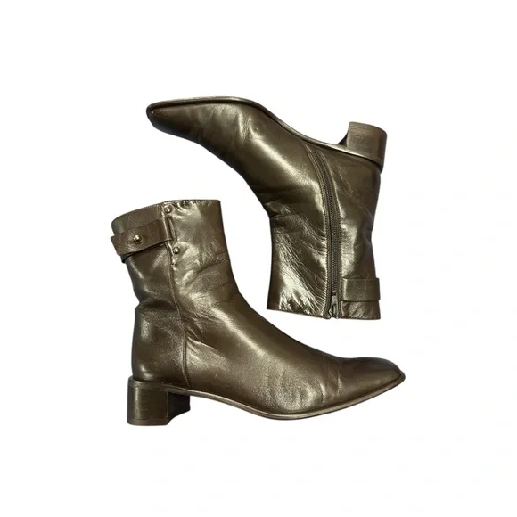 Stuart Weitzman Soft Brown Leather Ankle Boots square toe size 7.5 VGUC - Picture 3 of 10